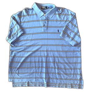 Polo Ralph Lauren 3XB Big Polo Shirt Light Blue White Stripe Preppy Aesthetic